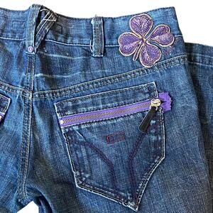 Y2K Vintage Miss Sixty Miss60 Italian Moody Purple Green Accented Jeans Size 32